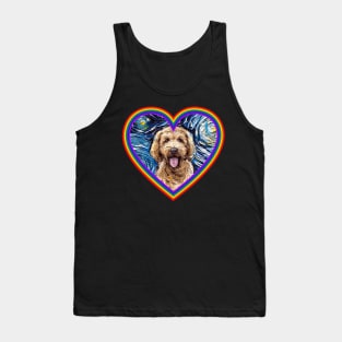 Goldendoodle inside a rainbow heart Tank Top